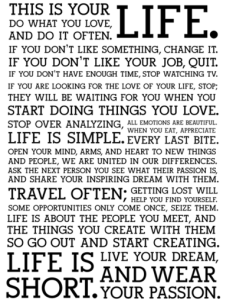 This is your life. do what you love